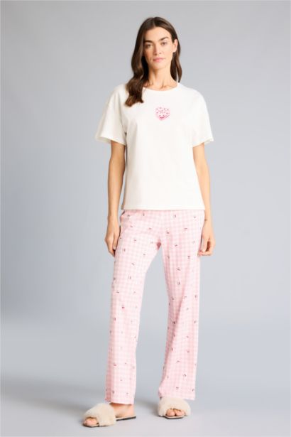 Regular Fit Printed Top Bottom 2 Piece Pajama Set