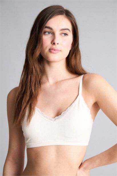 Lace Detail Removable Cup Removable Padded T-Shirt Bra