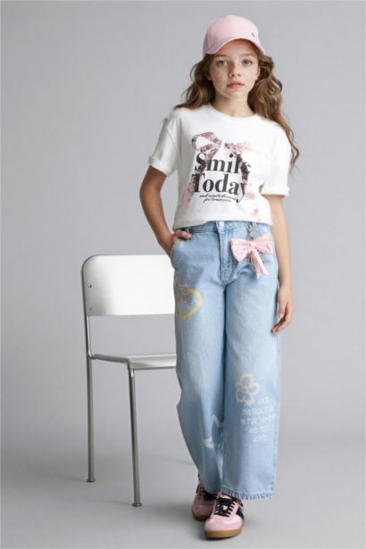 T-shirt à manches courtes Slogan Col rond Fille