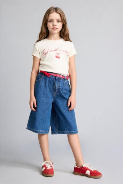 Slim Fit Baskılı Tişört Kız Çocuk