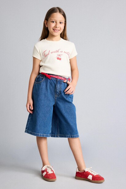Slim Fit Baskılı Tişört Kız Çocuk