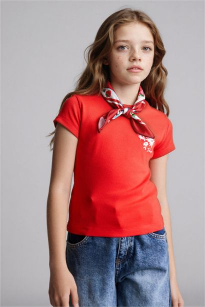 T-shirt à manches courtes Floral Col rond Fille