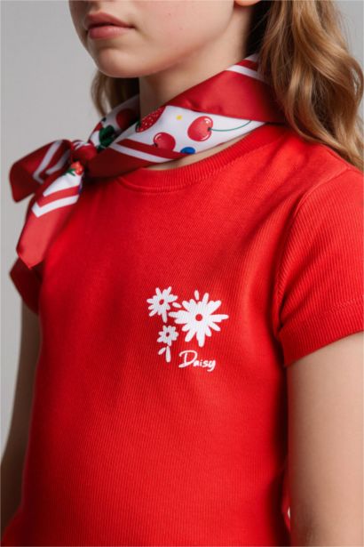 T-shirt à manches courtes Floral Col rond Fille