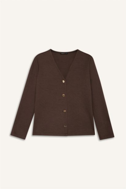 Regular Fit V-Neck Pique Cardigan