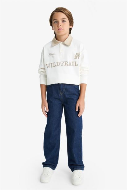 Boy Oversize Fit Polo Neck Printed Polo T-Shirt