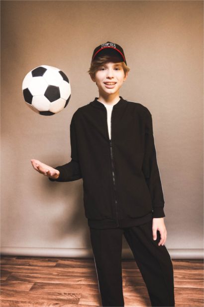 Boy College Collar Zippered Bomber Jacket