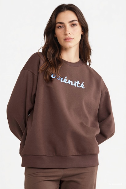 Oversize Crew Neck Printed Sweatshirt