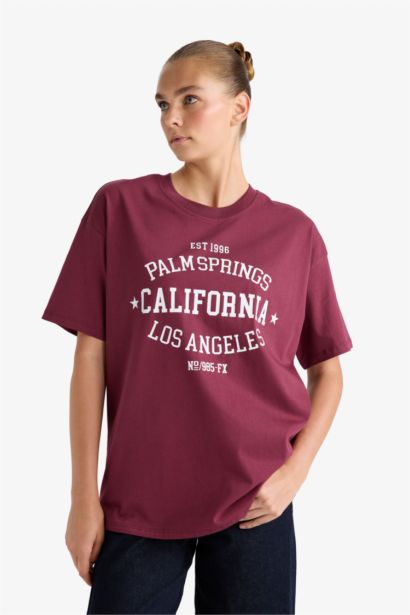 Oversize Fit Crew Neck Printed Short Sleeve T-Shirt