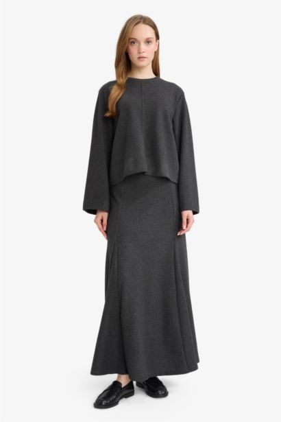 A Kesim Selanik Kumaş Maxi Etek