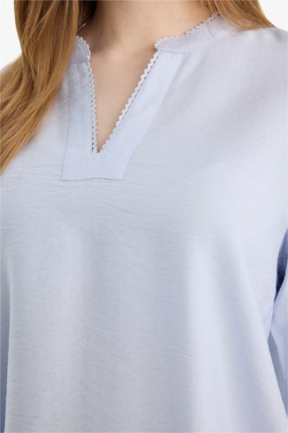қалыпты пішім с мойын Ұзын Жеңді Блуза