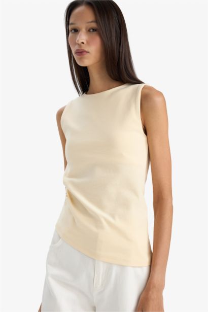 Slim Fit Ribana Boat Collar Tank Top