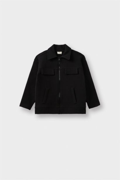 Мужской детский кардиган на молнии с воротником-рубашкой