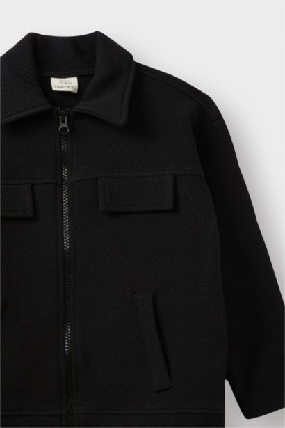 Мужской детский кардиган на молнии с воротником-рубашкой