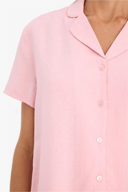 Regular Fit Short Sleeve 2 Piece Satin Set