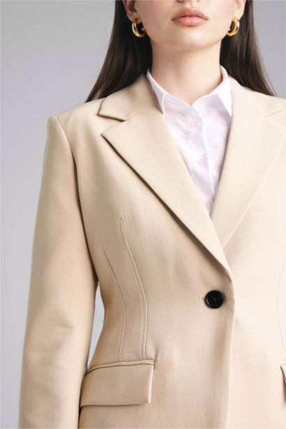 Fitted пиджак жағалы блейзер