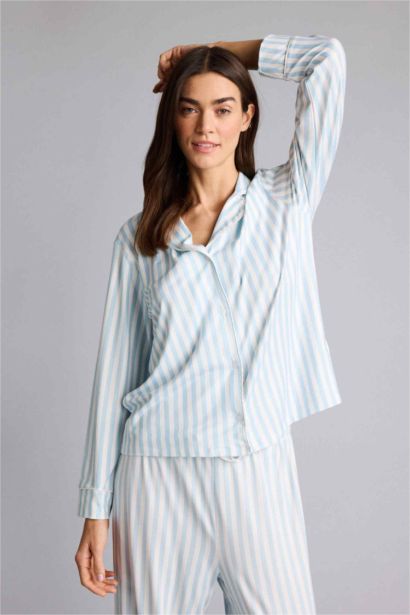 بلوزة بيجاما قصة عادية وكم طويل