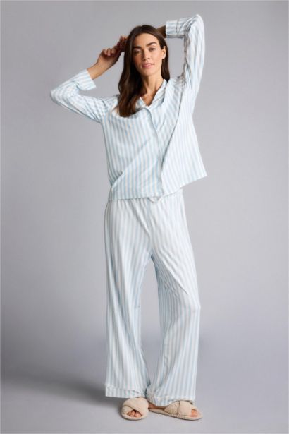 بلوزة بيجاما قصة عادية وكم طويل