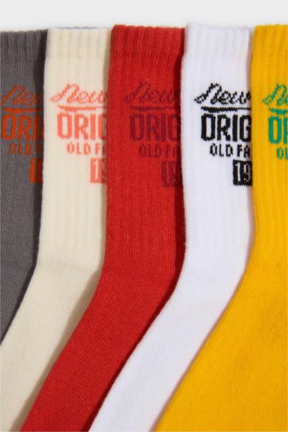 Baskılı 5'li Pamuklu Uzun Çorap Erkek Çocuk