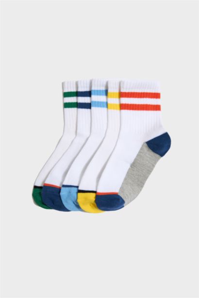 Baskılı 5'li Pamuklu Uzun Çorap Erkek Çocuk