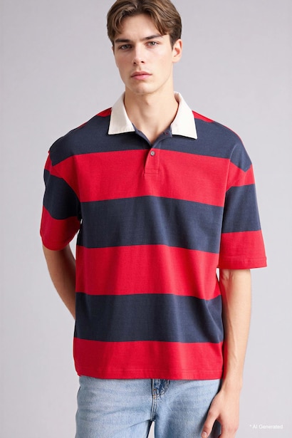 Loose Fit Short Sleeve Polo T-shirt