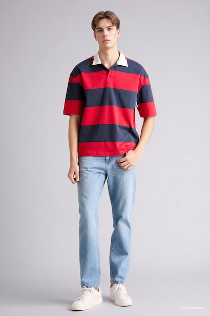 Loose Fit Short Sleeve Polo T-shirt