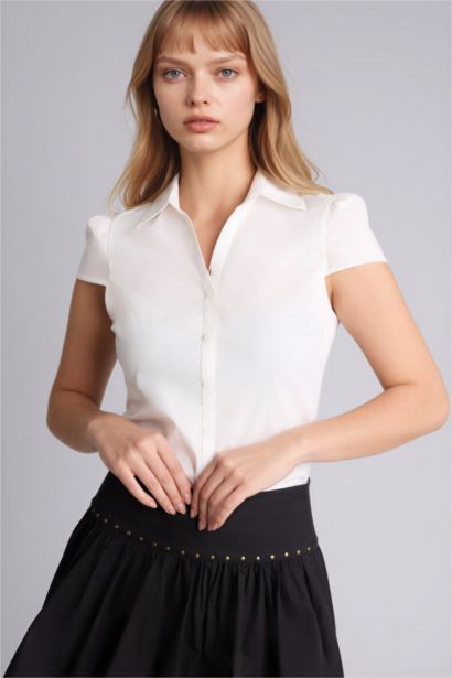 Рубашка с коротким рукавом приталенного кроя dobby для женщин Coool