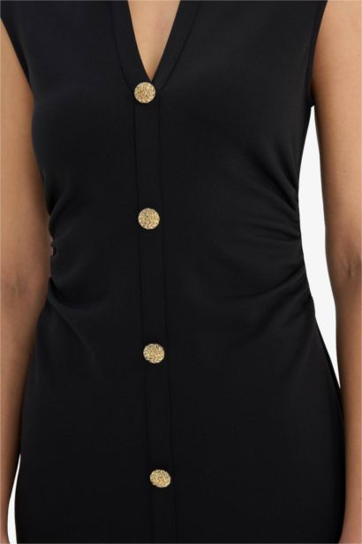 Slim Fit Polo Collar Sleeveless Dress