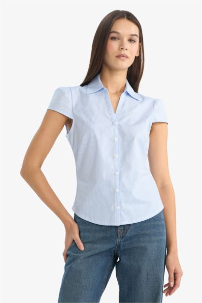 Slim Fit Shirt Collar Short Sleeve Shirt