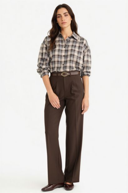 Chemise oversize en flanelle à carreaux et manches longues