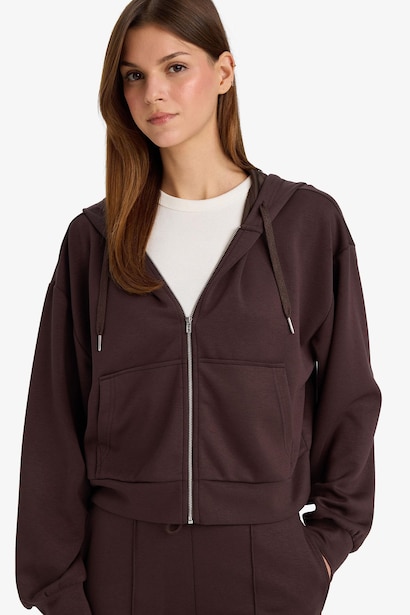 Loose Fit Modal Zip-Up Hoodie