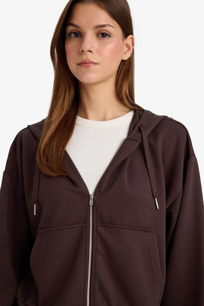 Loose Fit Modal Zip-Up Hoodie