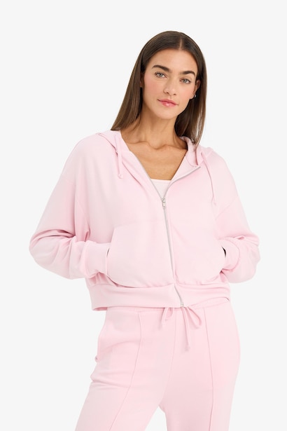 Loose Fit Zip-Up Modal Hoodie