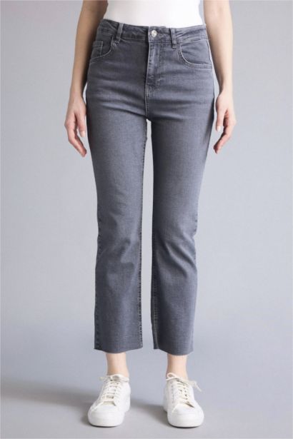 Crop Flare Fıt Yüksek Bel Jean Pantolon