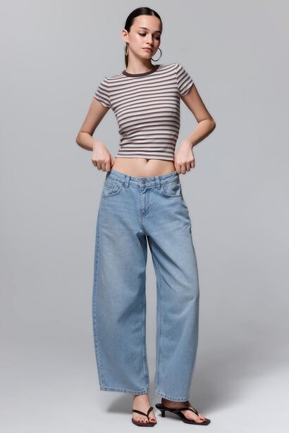 Slim Fit Crew Neck Ribana Short Sleeve T-Shirt