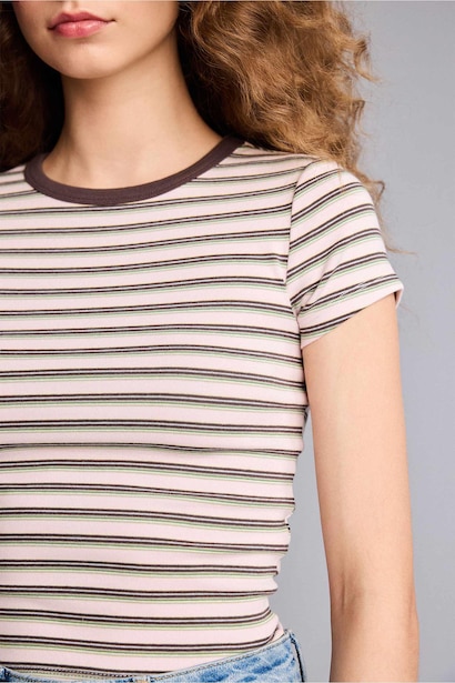Slim Fit Crew Neck Ribana Short Sleeve T-Shirt