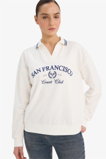 Relax Fit Printed Long Sleeve Sweatshirt