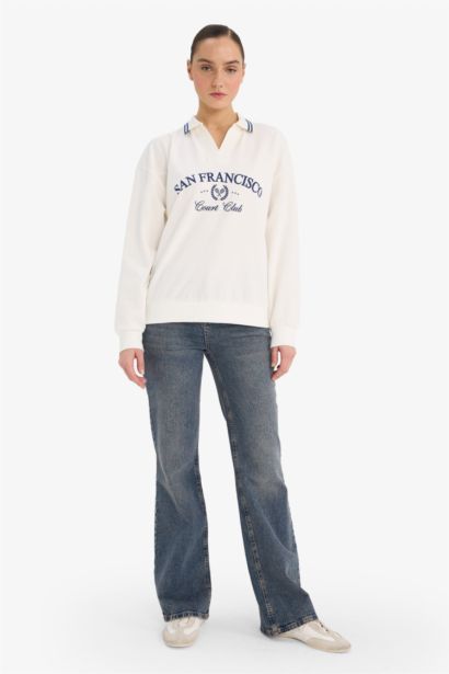 Relax Fit Printed Long Sleeve Sweatshirt