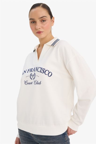 Relax Fit Printed Long Sleeve Sweatshirt