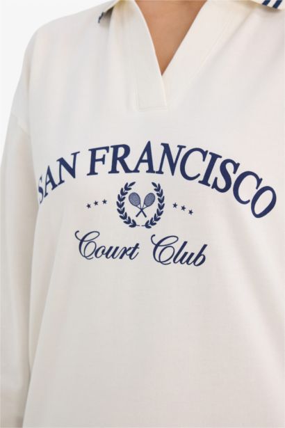 Relax Fit Printed Long Sleeve Sweatshirt