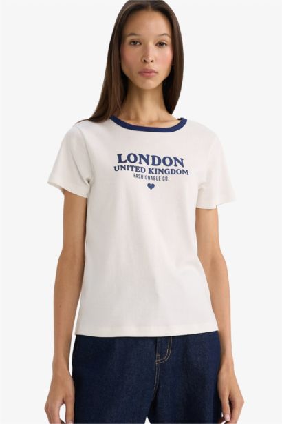 Regular Fit Ribbed Printed Crew Neck T-shirt