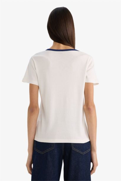 Regular Fit Ribbed Printed Crew Neck T-shirt