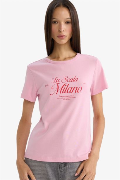 Regular Fit Printed Ribbed CRew Neck T-shirt