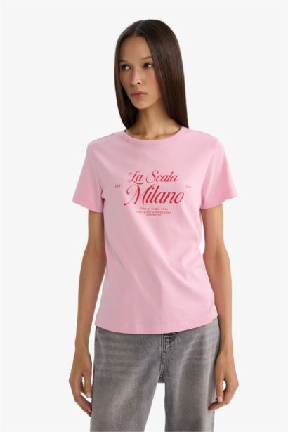 Regular Fit Printed Ribbed CRew Neck T-shirt