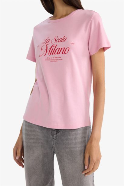 Regular Fit Printed Ribbed CRew Neck T-shirt