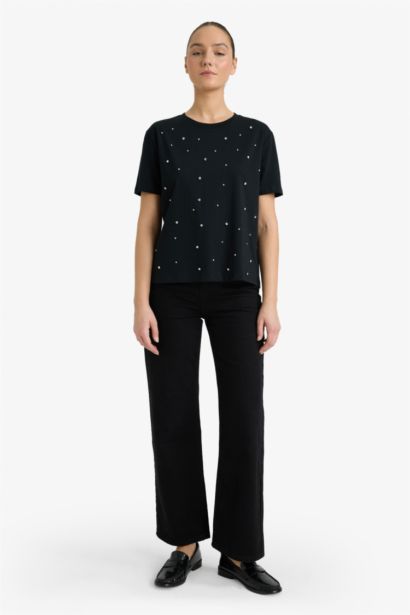 Трикотажная футболка Regular Fit с вышивкой