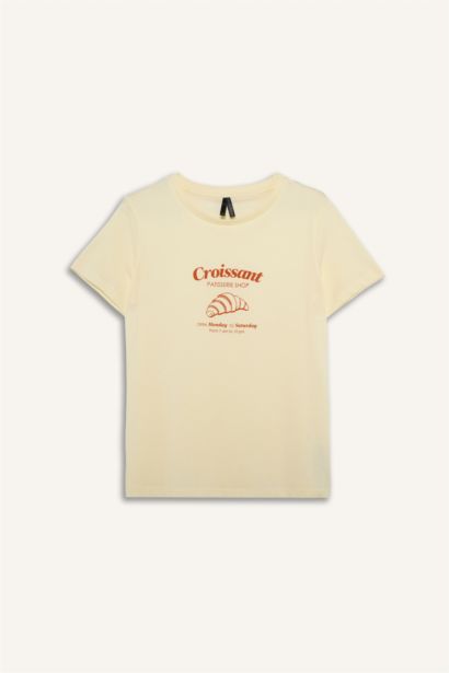 Трикотажная футболка Regular Fit с круглым вырезом коротким рукавом и принтом-слоганом