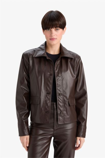 فيست بليزر قصة عادية بياقة بيبي جلد