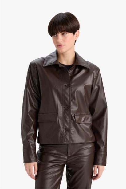 فيست بليزر قصة عادية بياقة بيبي جلد