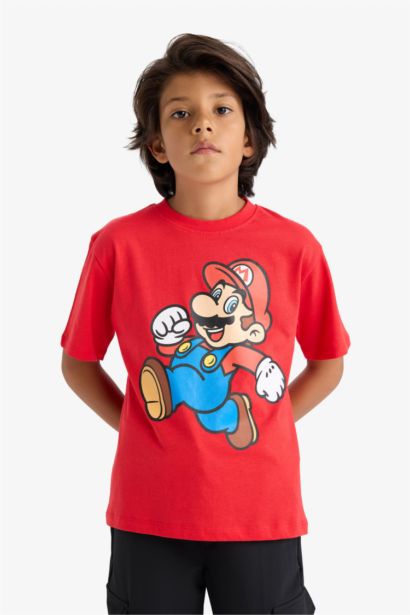 Nintendo Bisiklet Yaka Kısa Kollu Tişört Erkek Çocuk