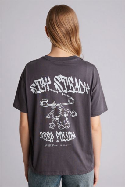 تيشيرت نص ردن اوفر سايز مطبوع